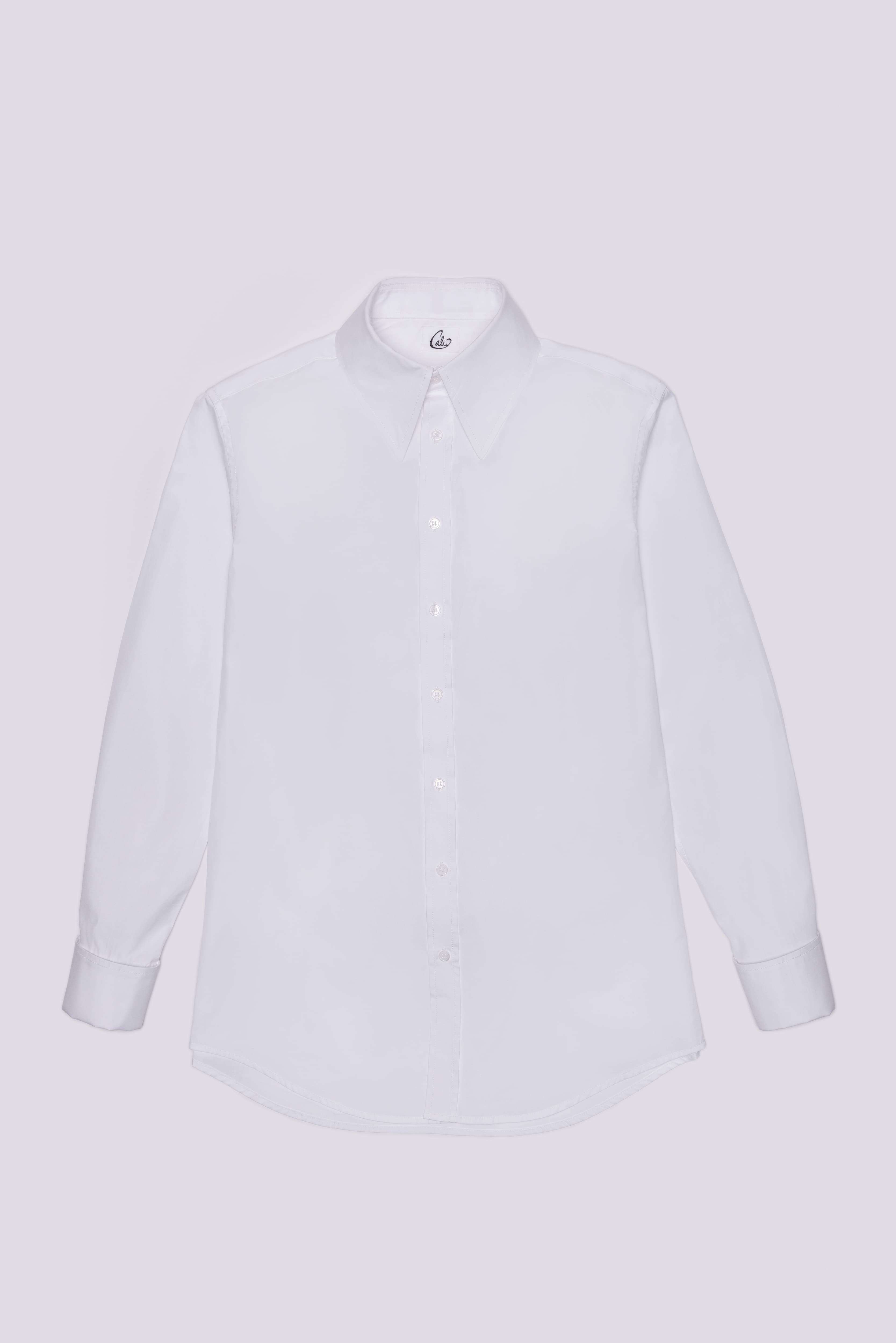 Spear Collar Shirt - White Cotton
