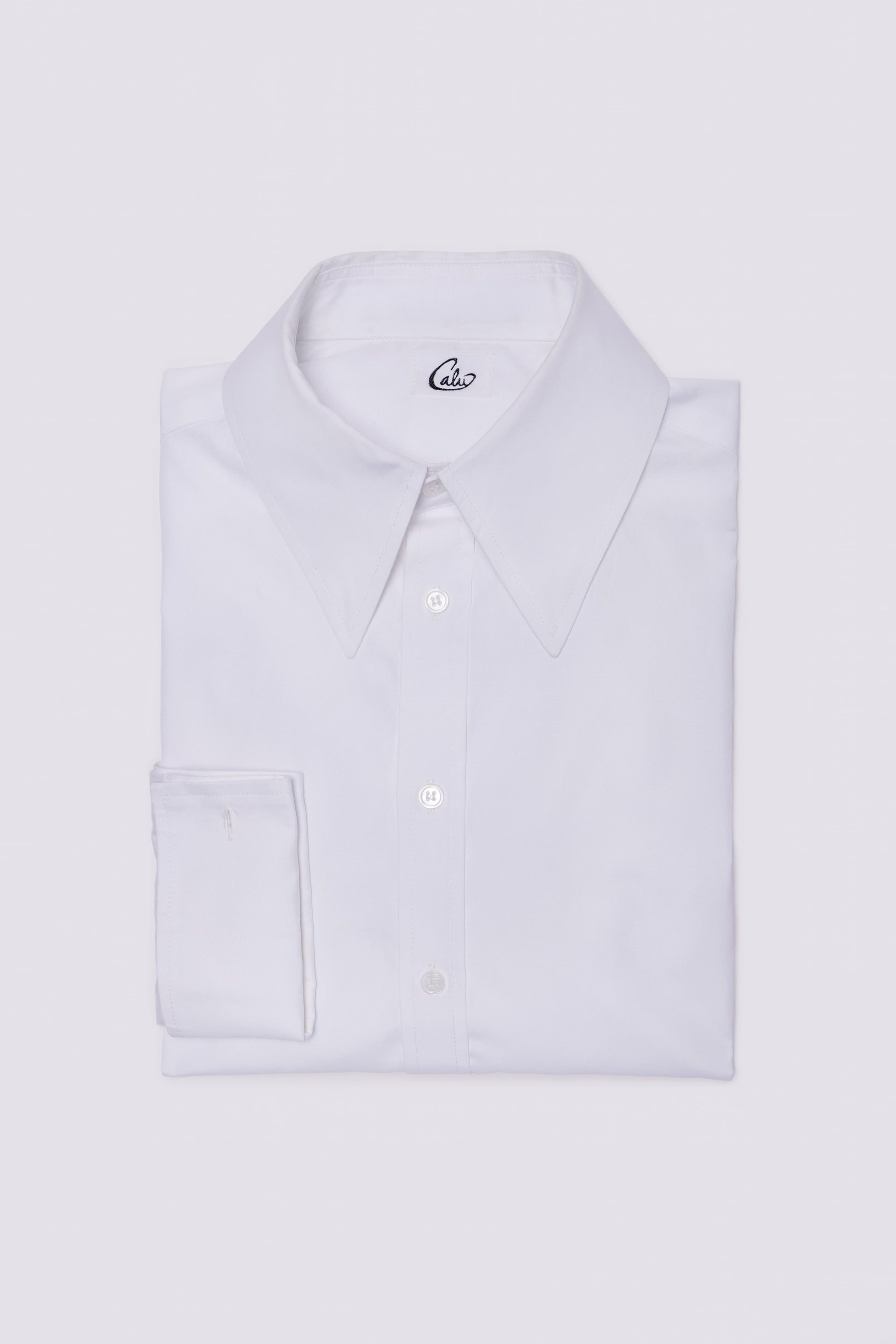 Spear Collar Shirt - White Cotton