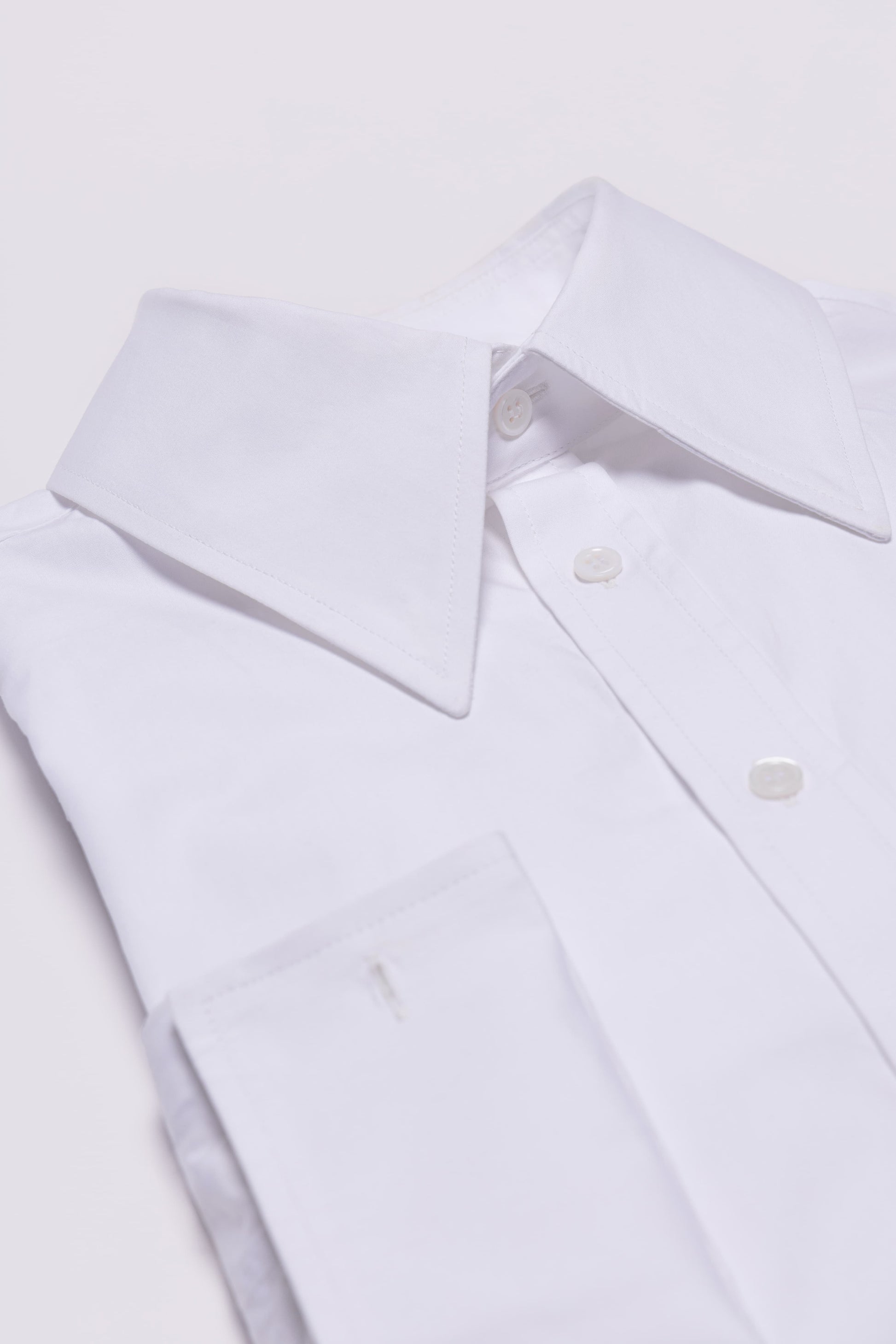 Spear Collar Shirt - White Cotton